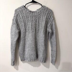 Aerie gray soft knit tie ribbon cozy pullover sweater